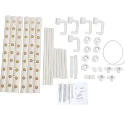 Hydroponiskt odlingssystem - Odlingskit enkel nivå - 54 Odlingshål - 6 Rör - För Grönsaker och Örter - Hem och Trädgård - Vit