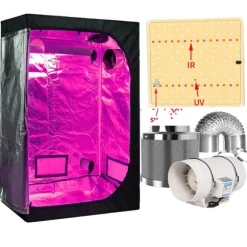 Hydroponiskt växtsystem, Fullspektrum LED-lampor, Kompletta växttältkit,50x50x100cm kit, Paket C