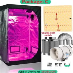 Hydroponiskt växtsystem, Fullspektrum LED-lampor, Kompletta växttältkit,50x50x100cm kit, Paket C