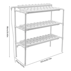 Hydroponiskt växtsystem, 3-lagersdesign, 108 växtplatser,Vit-b