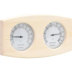 2-i-1 Bastutermometer & hygrometer med sandur i massiv furu | Färg: Naturlig | Storlek: 15 min