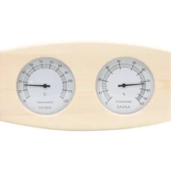 2-i-1 Bastutermometer & hygrometer med sandur i massiv furu | Färg: Naturlig | Storlek: 15 min