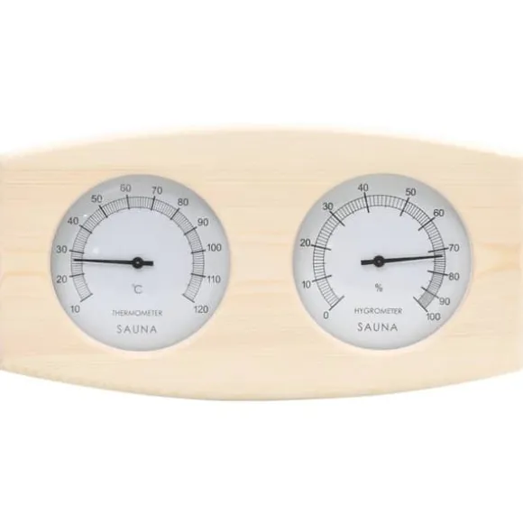 2-i-1 Bastutermometer & hygrometer med sandur i massiv furu | Färg: Naturlig | Storlek: 15 min