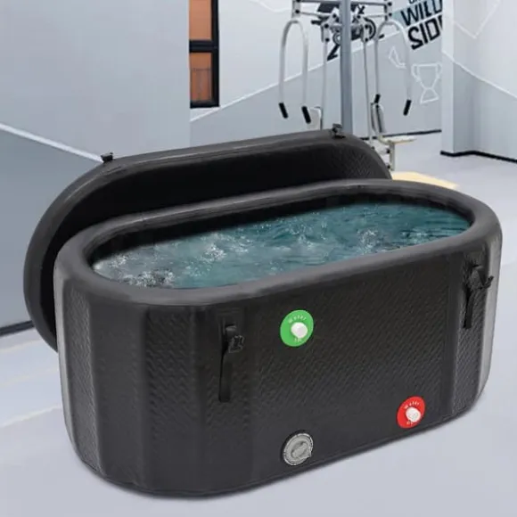 Iisbadsbadkar, 370 liters kapacitet, miljövänligt material, fristående design, mått 150 cm x 80 cm x 67 cm, lämplig för idrottare och vuxna