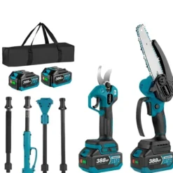 3in1 Electric High Branch Saw with 2 Batteries 20000RPM Cordless Telescoping High Pruning Shear Garden Power Tool