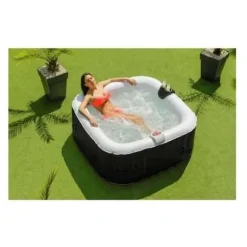 Inflatable Spa Sunspa Fyrkantig Svart 4 personer (155 x 155 x 65 cm)