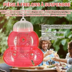 INN getingfälla 2 st asiatisk bålgetingfälla Avtagbar och återanvändbar bålgetingfälla utan bete Hängande fruktfällor Röd