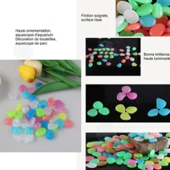 INN Luminous Pebble Pebbles 200 bitar Luminous Stones Luminous Grus Kullerstenar Trädgårdsgräs Fiskbehållare dekoration