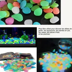 INN Luminous Pebble Pebbles 200 bitar Luminous Stones Luminous Grus Kullerstenar Trädgårdsgräs Fiskbehållare dekoration