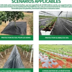 INN Mulchduk 20x20m PE Multi-Purpose Utomhus Trädgård Trädgård Vattengenomsläpplig Fuktgivande Slitstark Gräsbeständig Tyg n