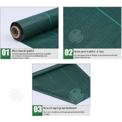 INN Mulching tyg 1,2x200m PP 90g multifunktionellt tyg vattengenomsläppligt andas fuktgivande och grästålig svart grön