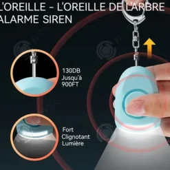 INN Personligt Alarm 130dB Högvolym LED-ljus Utomhus Bärbar Nyckelring Alarm Typ-C Laddningslarm Blå