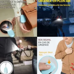 INN Personligt Alarm 130dB Högvolym LED-ljus Utomhus Bärbar Nyckelring Alarm Typ-C Laddningslarm Blå