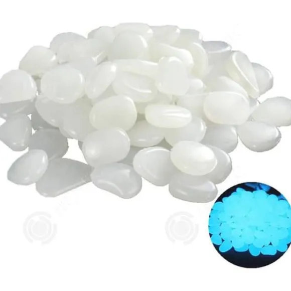 INN självlysande stenar 300 st självlysande sten utomhus konstgjorda småsten Fluorescerande dekoration för trädgårdsgångar Aquarium White