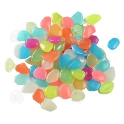 INN självlysande stenar 400 st självlysande sten utomhus konstgjorda fluorescerande småsten dekoration för trädgårdsakvarium multicolor