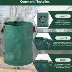 INN Trädgårdsavfallspåsar 2 st 500L Vattentät Leaf Bag Garden Leaf Bag Skräpuppsamlingspåse med handtag