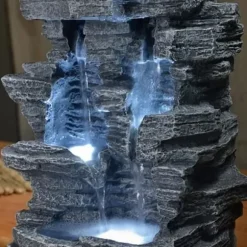 Inomhus LED-fontän - ZEN LIGHT - Grand Canyon - 3 kallvita LED-lampor - Tyst pump - Grå