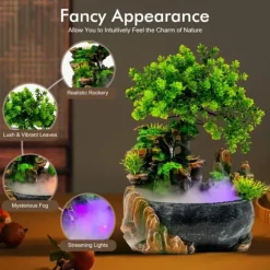 Inomhus Vattenfall Fontän, LED-lampa, Kompakt Design,Mörk khaki, M