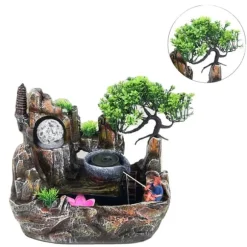 Inomhus Vattenfall Fontän, Färgskiftande LED, Naturlig Fuktighetskontroll, Elegant Resin Design