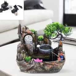 Inomhus Vattenfall Fontän, Färgskiftande LED, Naturlig Fuktighetskontroll, Elegant Resin Design