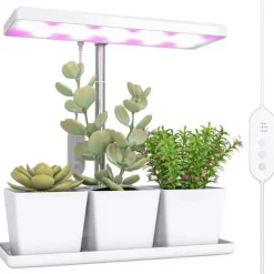 Inomhus växtlampa - Fullspektrum grow light - 30 LED - Höjdjusterbar - Automatisk timer 8/12/16/24 h - Fristående - 3 lådor - Vit