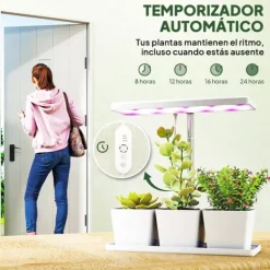 Inomhus växtlampa - Fullspektrum grow light - 30 LED - Höjdjusterbar - Automatisk timer 8/12/16/24 h - Fristående - 3 lådor - Vit