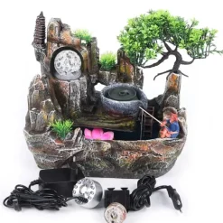 Inomhusfontän - Bordfontän - Vattenfall - LED Med Färgskifte - 220V - Harts - Traditionell Kinesisk Stil - Zen Meditation