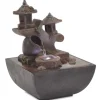 Inomhusfontän med LED-lampor i polyresin - Fridfull vattendekoration | Färg: Grå | Storlek: 30x25x50 cm