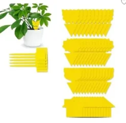 Insektsfällor - Icke-toxisk - Gul - 40 Dubbelhäftande klistermärken - 10 Plaststöd - Vattentålig