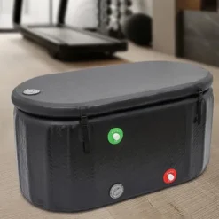 Isbad Kallbadkar - Uppblåsbar badtunna - Med lock - 150×80×75 cm - För vuxna - Plast - Svart