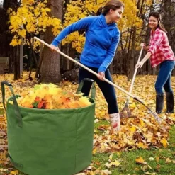 IvyH - 4 x Trädgårdspåse 125L Extra robust med Handtag, Grön Bladplockningspåse med Militärduk H45.7 cm, D55.8