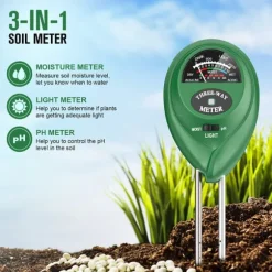 Jordmätare 3-i-1 för ljus, fuktighet, pH-värde