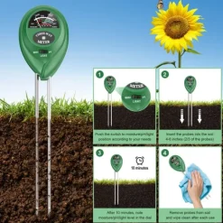 Jordmätare 3-i-1 för ljus, fuktighet, pH-värde