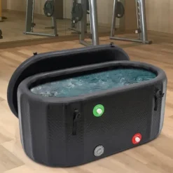 Kallbadkar / Isbadkar - Uppblåsbar tub - 370 L - 150 x 80 cm - Med isolerat lock - Portabel - Grå