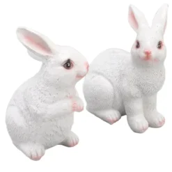 Kaninträdgårdsstatyer par - Utomhushartsskulptur för uteplats