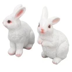 Kaninträdgårdsstatyer par - Utomhushartsskulptur för uteplats