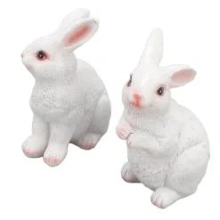 Kaninträdgårdsstatyer par - Utomhushartsskulptur för uteplats