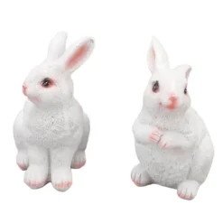 Kaninträdgårdsstatyer par - Utomhushartsskulptur för uteplats