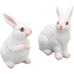 Kaninträdgårdsstatyer par - Utomhushartsskulptur för uteplats