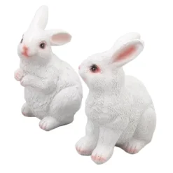 Kaninträdgårdsstatyer par - Utomhushartsskulptur för uteplats