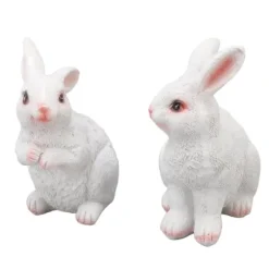 Kaninträdgårdsstatyer par - Utomhushartsskulptur för uteplats