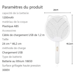 Katt, hopfällbar elektrisk myggsvamp, myggdödarlampa, 2 i 1, vit