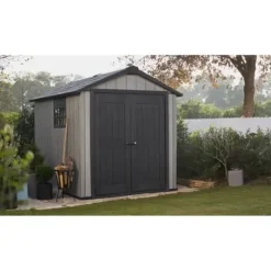 Keter Abri de jardin Oakland 759 i resin, dubbla dörrar, trätextur, Grå - 6 - 230x287x242 cm