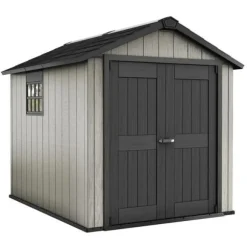 Keter Abri de jardin Oakland 759 i resin, dubbla dörrar, trätextur, Grå - 6 - 230x287x242 cm