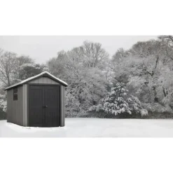 Keter Abri de jardin Oakland 759 i resin, dubbla dörrar, trätextur, Grå - 6 - 230x287x242 cm