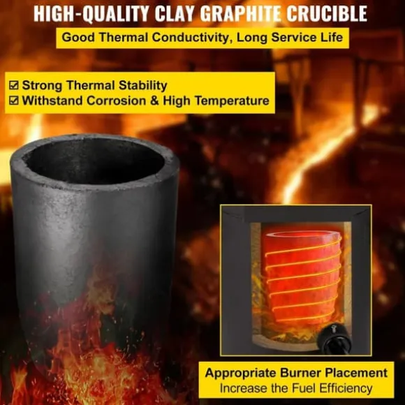 6Kg kopparkapacitet 1350°C professionell propanmetallsmältugn, snabb/effektiv uppvärmning, utmärkt värmeisolering, hög säkerhet, kompletta tillbehör | CDON