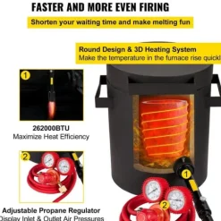 6Kg kopparkapacitet 1350°C professionell propanmetallsmältugn, snabb/effektiv uppvärmning, utmärkt värmeisolering, hög säkerhet, kompletta tillbehör | CDON
