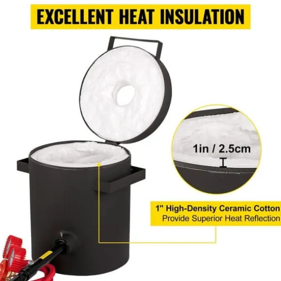 6Kg kopparkapacitet 1350°C professionell propanmetallsmältugn, snabb/effektiv uppvärmning, utmärkt värmeisolering, hög säkerhet, kompletta tillbehör | CDON