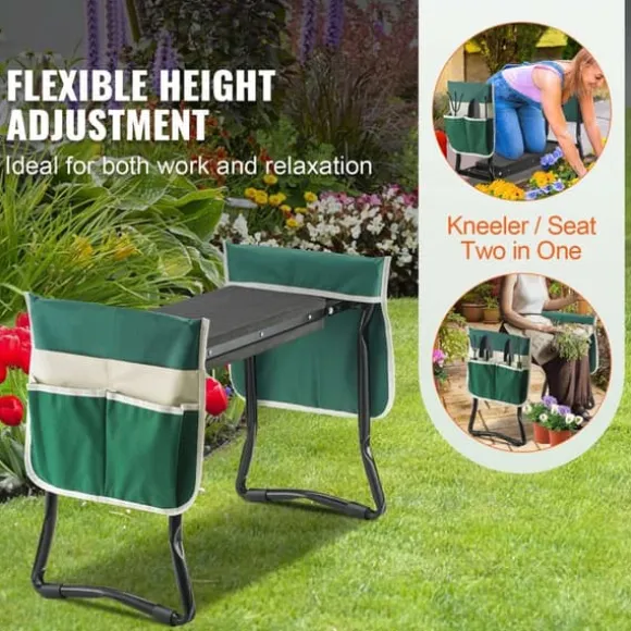 150kg lastkapacitet hopfällbar trädgårdsknäljare och säte med 8" EVA bred kudde, trädgårdspall, knäpall för trädgårdsarbete