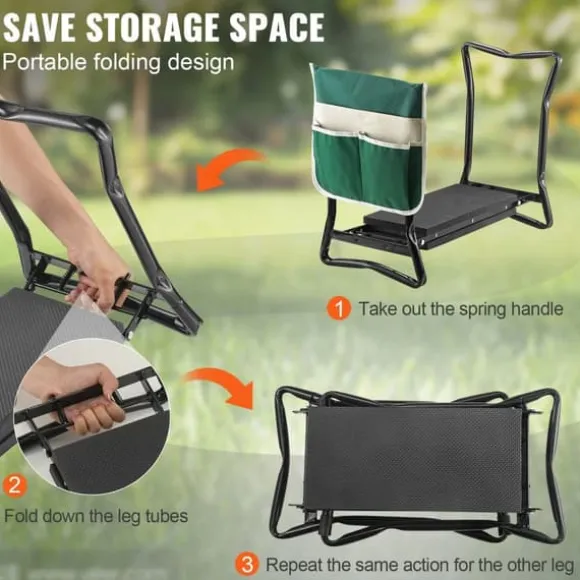 150kg lastkapacitet hopfällbar trädgårdsknäljare och säte med 8" EVA bred kudde, trädgårdspall, knäpall för trädgårdsarbete